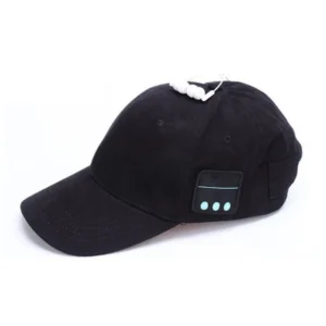 Black Bluetooth baseball cap with built-in speaker panel