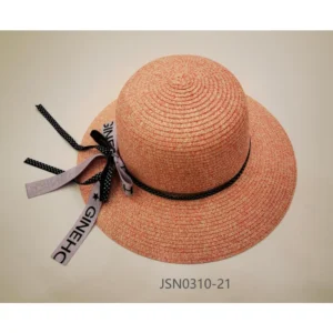 Pink bowknot beach straw hat with ribbon bow