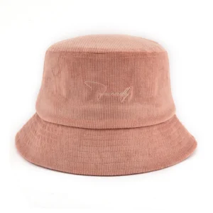 Pink custom corduroy bucket hat