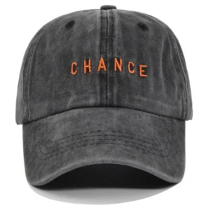 Grey washed cap with custom embroidered logo