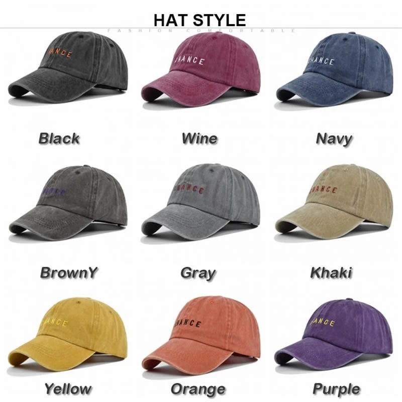 Custom logo washed caps in nine colors