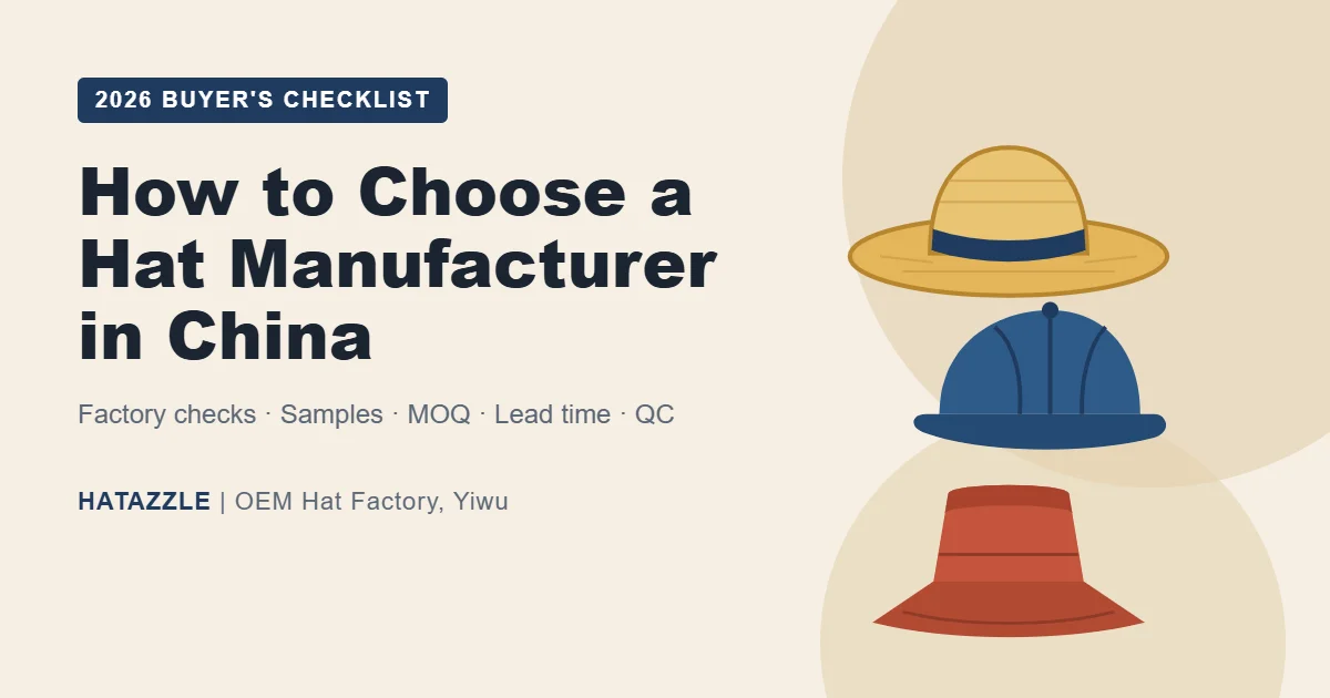 How to choose a hat manufacturer in China - 2026 buyer checklist with straw hat, baseball cap and bucket hat