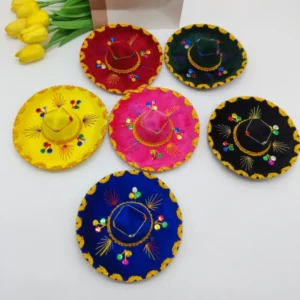 Embroidered mini sombrero hats in six colors