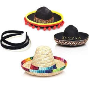 Mini sombrero headbands in straw and black styles