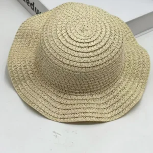 Mini straw sun hat with wavy brim