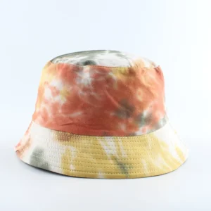 Orange and yellow tie-dye bucket hat