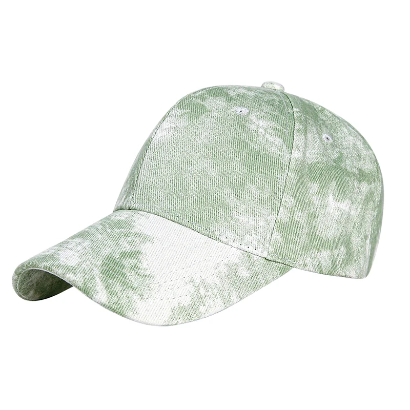 Green tie-dye baseball cap, side view