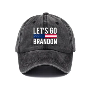 Black washed baseball cap with white slogan print