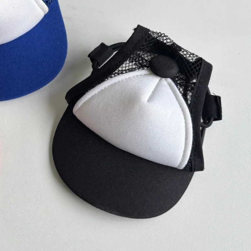 Black and white doll baseball cap with mesh back
