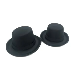 Two black mini top hats in M and L sizes